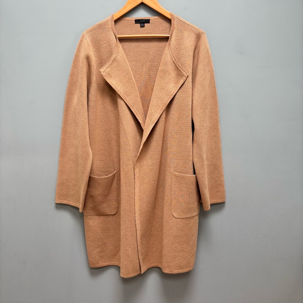 J. Crew Juliette collarless sweater-blazer in khaki L - Picture 4 of 9